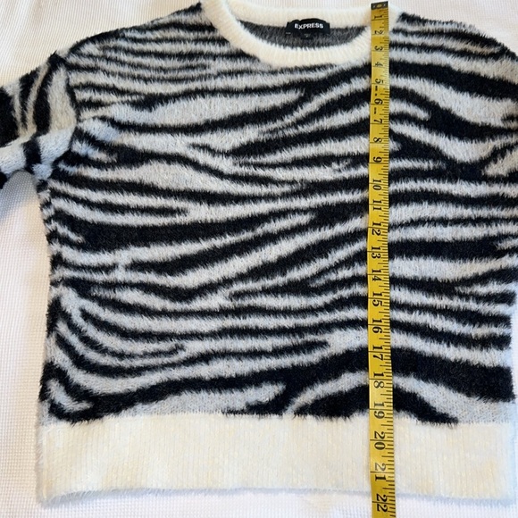 Express Zebra Print Fuzzy Sweater Size Small - Picture 7 of 9